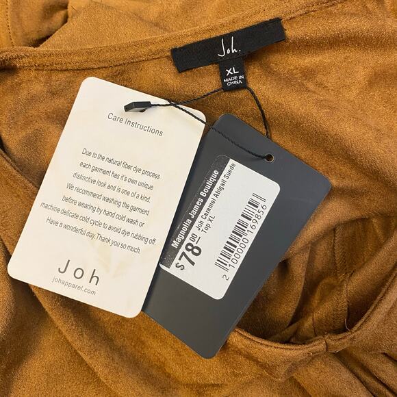 Joh NWT Abigail Suede‎ Top Womens Size XL In Caramel Boho - Picture 2 of 8